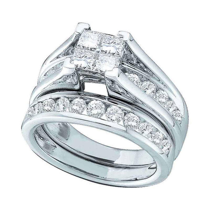 14kt White Gold Women's Princess Diamond Bridal Wedding Engagement Ring Band Set 2.00 Cttw - FREE Shipping (US/CAN)-Gold & Diamond Wedding Ring Sets-5.5-JadeMoghul Inc.