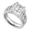 14kt White Gold Women's Princess Diamond Bridal Wedding Engagement Ring Band Set 2.00 Cttw - FREE Shipping (US/CAN)-Gold & Diamond Wedding Ring Sets-5-JadeMoghul Inc.