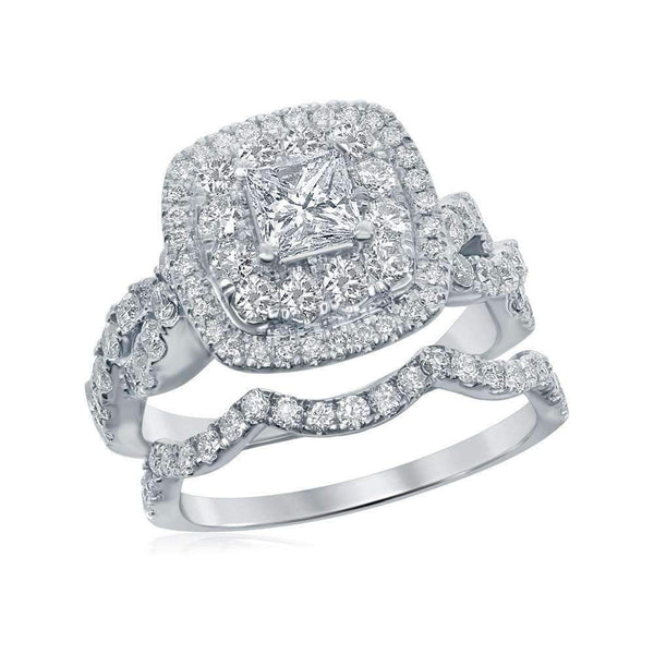 14kt White Gold Women's Princess Diamond Bridal Wedding Engagement Ring Band Set 2.00 Cttw - FREE Shipping (US/CAN)-Gold & Diamond Wedding Ring Sets-JadeMoghul Inc.