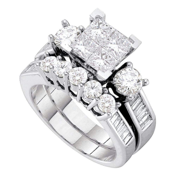 14kt White Gold Women's Princess Diamond Bridal Wedding Engagement Ring Band Set 2.00 Cttw - FREE Shipping (US/CAN)-Wedding Jewelry-5-JadeMoghul Inc.
