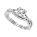 14kt White Gold Women's Princess Diamond Bridal Wedding Engagement Ring Band Set 3/8 Cttw - FREE Shipping (US/CAN)-Gold & Diamond Wedding Ring Sets-5-JadeMoghul Inc.