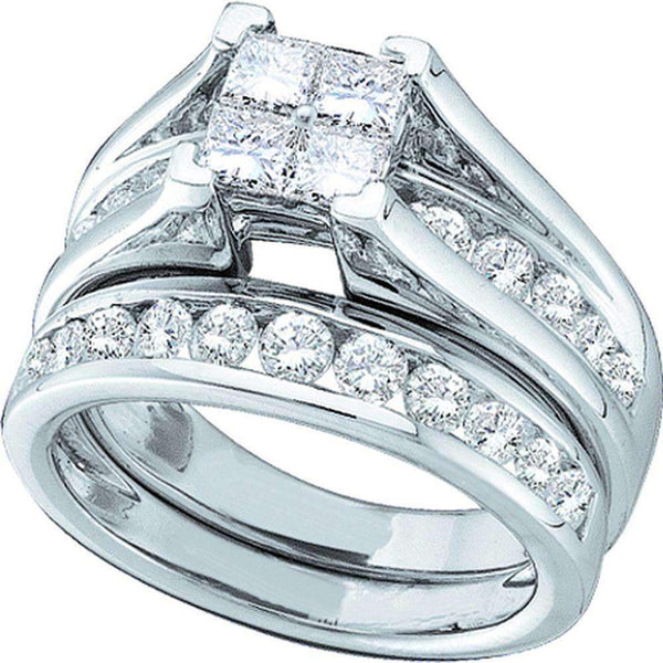 14kt White Gold Women's Princess Diamond Bridal Wedding Engagement Ring Band Set 4.00 Cttw - FREE Shipping (US/CAN)-Wedding Jewelry-5-JadeMoghul Inc.