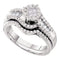 14kt White Gold Womens Princess Diamond Bridal Wedding Engagement Ring Band Set 5/8 Cttw-Gold & Diamond Wedding Ring Sets-8-JadeMoghul Inc.