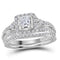 14kt White Gold Women's Princess Diamond Bridal Wedding Engagement Ring Band Set 7/8 Cttw - FREE Shipping (US/CAN)-Gold & Diamond Wedding Ring Sets-5-JadeMoghul Inc.