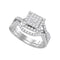 14kt White Gold Women's Princess Diamond Bridal Wedding Engagement Ring Band Set 7/8 Cttw - FREE Shipping (US/CAN)-Gold & Diamond Wedding Ring Sets-5-JadeMoghul Inc.