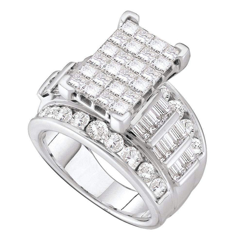 14kt White Gold Women's Princess Diamond Cindy's Dream Cluster Bridal Wedding Engagement Ring 4.00 Cttw - FREE Shipping (US/CAN)-Gold & Diamond Engagement & Anniversary Rings-5-JadeMoghul Inc.