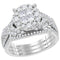 14kt White Gold Womens Princess Diamond Cluster 3-Piece Bridal Wedding Engagement Ring Band Set 1-1-2 Cttw-Gold & Diamond Wedding Ring Sets-JadeMoghul Inc.