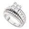 14kt White Gold Women's Princess Diamond Cluster Bridal Wedding Engagement Ring 1-1/2 Cttw - FREE Shipping (US/CAN)-Gold & Diamond Engagement & Anniversary Rings-5-JadeMoghul Inc.