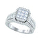 14kt White Gold Women's Princess Diamond Cluster Bridal Wedding Engagement Ring 1-1/2 Cttw - FREE Shipping (US/CAN)-Gold & Diamond Engagement & Anniversary Rings-5.5-JadeMoghul Inc.