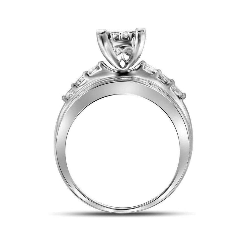 14kt White Gold Women's Princess Diamond Cluster Bridal Wedding Engagement Ring 1-2 Cttw - FREE Shipping (US/CAN)-Gold & Diamond Engagement & Anniversary Rings-JadeMoghul Inc.