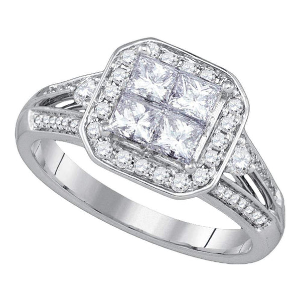 14kt White Gold Women's Princess Diamond Cluster Bridal Wedding Engagement Ring 1.00 Cttw - FREE Shipping (US/CAN)-Wedding Jewelry-5-JadeMoghul Inc.