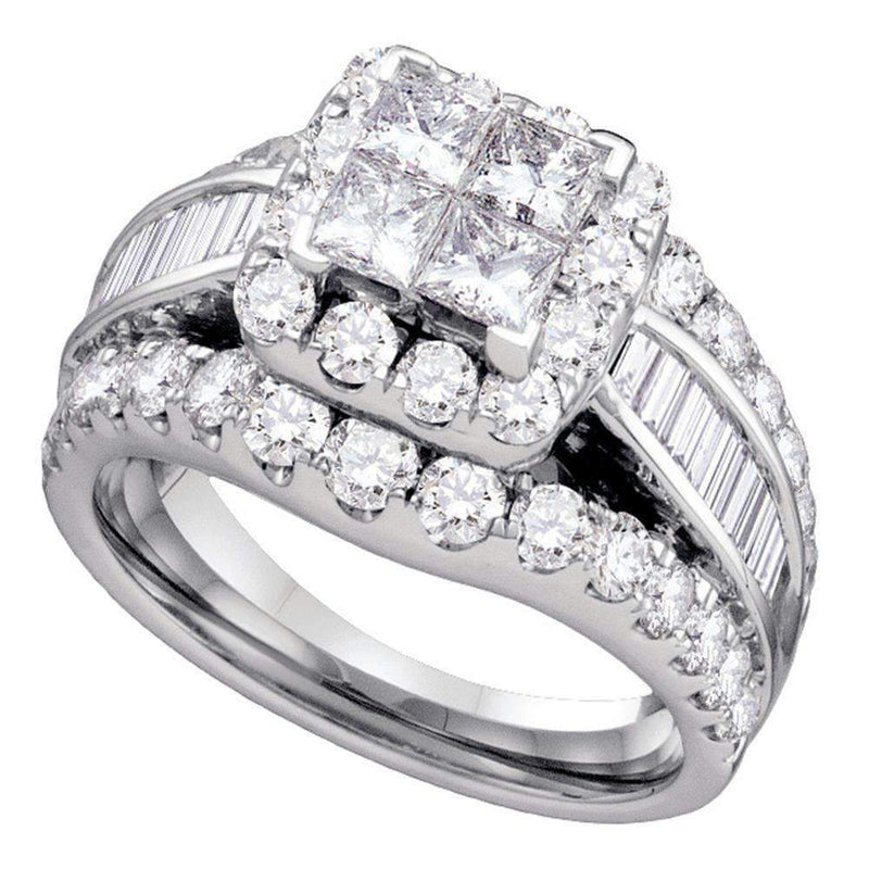 14kt White Gold Women's Princess Diamond Cluster Bridal Wedding Engagement Ring 2.00 Cttw - FREE Shipping (US/CAN)-Gold & Diamond Engagement & Anniversary Rings-5-JadeMoghul Inc.