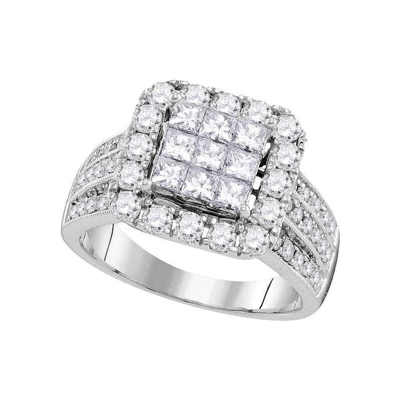 14kt White Gold Women's Princess Diamond Cluster Bridal Wedding Engagement Ring 2.00 Cttw - FREE Shipping (US/CAN)-Gold & Diamond Engagement & Anniversary Rings-5-JadeMoghul Inc.