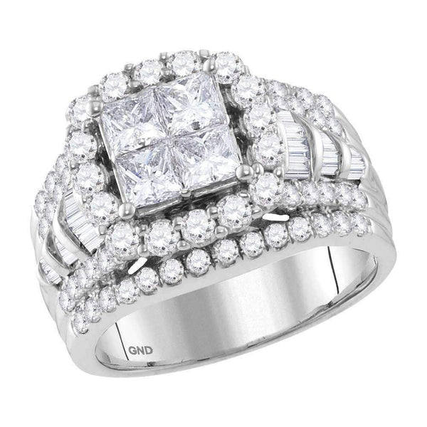 14kt White Gold Women's Princess Diamond Cluster Bridal Wedding Engagement Ring 3.00 Cttw - FREE Shipping (US/CAN)-Wedding Jewelry-5-JadeMoghul Inc.