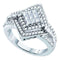 14kt White Gold Women's Princess Diamond Cluster Bridal Wedding Engagement Ring 3/4 Cttw - FREE Shipping (US/CAN)-Gold & Diamond Engagement & Anniversary Rings-5.5-JadeMoghul Inc.