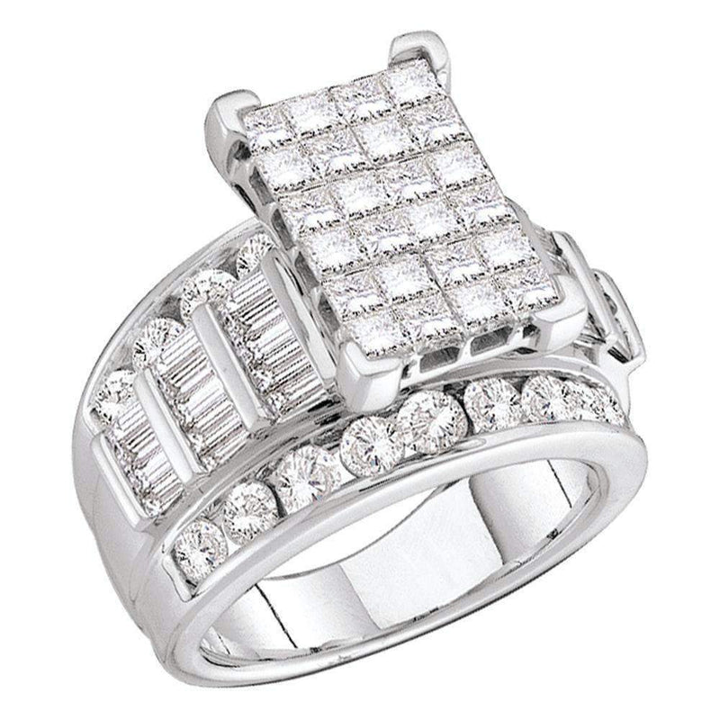 14kt White Gold Women's Princess Diamond Cluster Bridal Wedding Engagement Ring 5.00 Cttw - FREE Shipping (US/CAN)-Gold & Diamond Engagement & Anniversary Rings-5.5-JadeMoghul Inc.