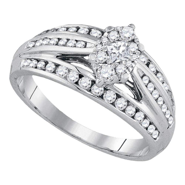 14kt White Gold Women's Princess Diamond Cluster Bridal Wedding Engagement Ring 5/8 Cttw - FREE Shipping (US/CAN)-Gold & Diamond Engagement & Anniversary Rings-5-JadeMoghul Inc.