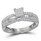14kt White Gold Women's Princess Diamond Cluster Bridal Wedding Engagement Ring Band Set 1-2 Cttw - FREE Shipping (US/CAN)-Gold & Diamond Wedding Ring Sets-JadeMoghul Inc.