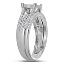 14kt White Gold Women's Princess Diamond Cluster Bridal Wedding Engagement Ring Band Set 1.00 Cttw - FREE Shipping (US/CAN)-Gold & Diamond Wedding Ring Sets-JadeMoghul Inc.