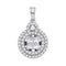 14kt White Gold Women's Princess Diamond Cluster Circle Frame Pendant 7-8 Cttw - FREE Shipping (US/CAN)-Gold & Diamond Pendants & Necklaces-JadeMoghul Inc.