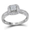14kt White Gold Women's Princess Diamond Cluster Fashion Ring-Rings And Bands-JadeMoghul Inc.