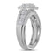 14kt White Gold Women's Princess Diamond Cluster Halo Bridal Wedding Engagement Ring Band Set 1.00 Cttw - FREE Shipping (US/CAN)-Gold & Diamond Wedding Ring Sets-JadeMoghul Inc.