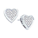 14kt White Gold Women's Princess Diamond Cluster Heart Screwback Stud Earrings 1-2 Cttw - FREE Shipping (US/CAN)-Gold & Diamond Earrings-JadeMoghul Inc.