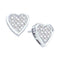 14kt White Gold Women's Princess Diamond Cluster Heart Screwback Stud Earrings 1-2 Cttw - FREE Shipping (US/CAN)-Gold & Diamond Earrings-JadeMoghul Inc.