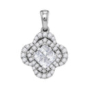 14kt White Gold Women's Princess Diamond Cluster Pendant 3-4 Cttw - FREE Shipping (US/CAN)-Gold & Diamond Pendants & Necklaces-JadeMoghul Inc.