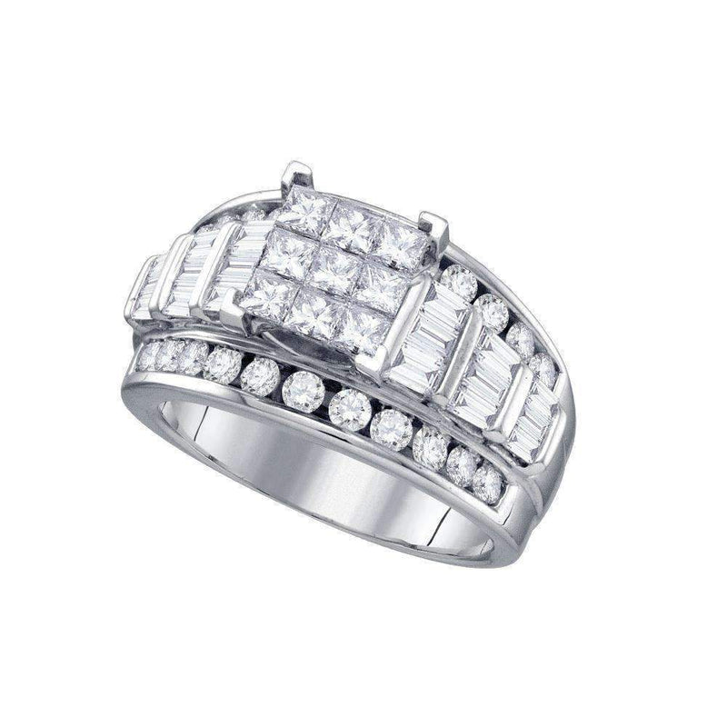 14kt White Gold Women's Princess Diamond Elevated Cluster Bridal Wedding Engagement Ring 2.00 Cttw - FREE Shipping (US/CAN)-Gold & Diamond Engagement & Anniversary Rings-8.5-JadeMoghul Inc.