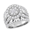 14kt White Gold Women's Princess Diamond Flower Cluster Bridal Wedding Engagement Ring 3.00 Cttw - FREE Shipping (US/CAN)-Wedding Jewelry-5-JadeMoghul Inc.