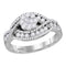 14kt White Gold Women's Princess Diamond Flower Cluster Ring 1.00 Cttw-Gold & Diamond Rings-JadeMoghul Inc.
