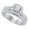 14kt White Gold Women's Princess Diamond Halo Bridal Wedding Engagement Ring Band Set 1-1/4 Cttw - FREE Shipping (US/CAN)-Gold & Diamond Wedding Ring Sets-5-JadeMoghul Inc.