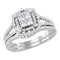 14kt White Gold Women's Princess Diamond Halo Bridal Wedding Engagement Ring Band Set 1.00 Cttw - FREE Shipping (US/CAN)-Gold & Diamond Wedding Ring Sets-JadeMoghul Inc.