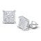 14kt White Gold Women's Princess Diamond Invisible Cluster Earrings 1-4 Cttw - FREE Shipping (USA/CAN)-Gold & Diamond Earrings-JadeMoghul Inc.