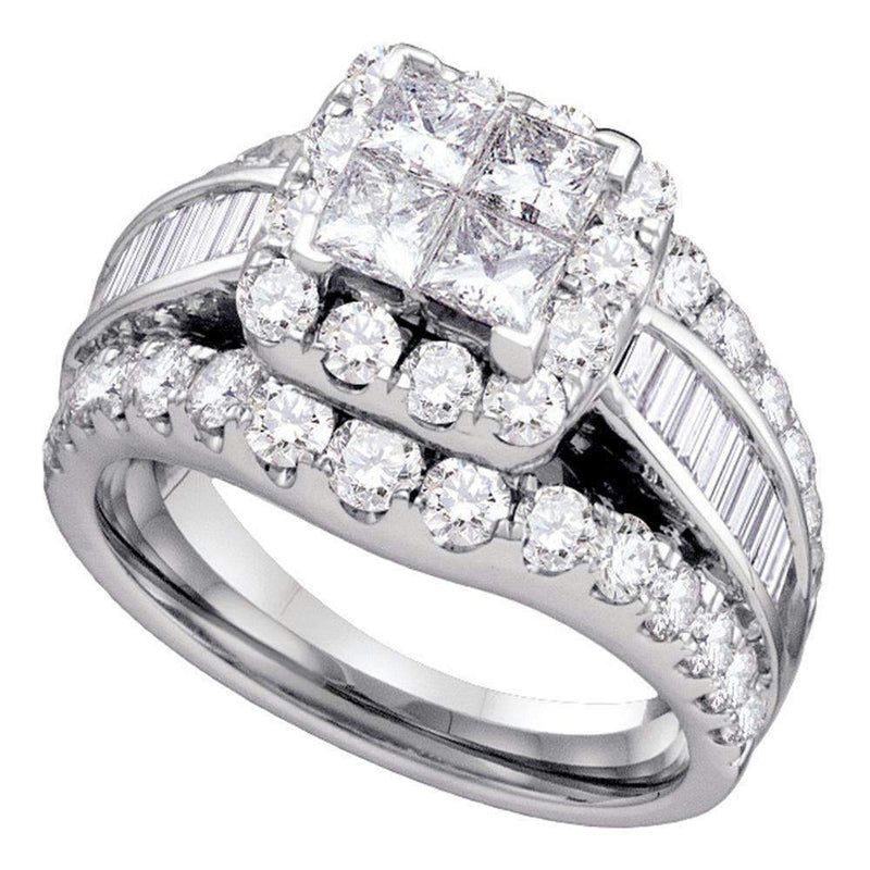 14kt White Gold Women's Princess Diamond Princess Bridal Wedding Engagement Ring 1.00 Cttw - FREE Shipping (USA/CAN)-Gold & Diamond Engagement & Anniversary Rings-5-JadeMoghul Inc.