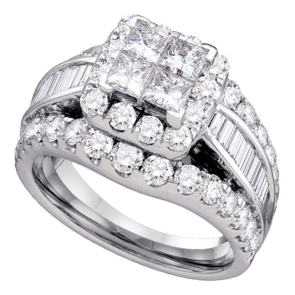 14kt White Gold Women's Princess Diamond Princess Bridal Wedding Engagement Ring 1.00 Cttw - FREE Shipping (USA/CAN)-Gold & Diamond Engagement & Anniversary Rings-5-JadeMoghul Inc.