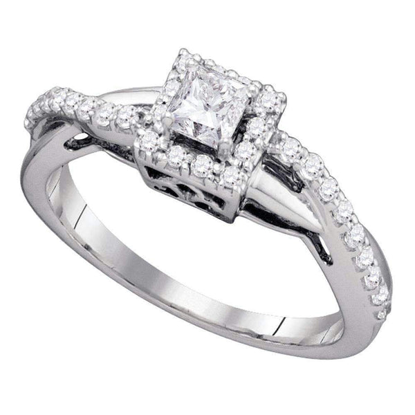 14kt White Gold Women's Princess Diamond Princess Bridal Wedding Engagement Ring 1/2 Cttw - FREE Shipping (USA/CAN)-Gold & Diamond Engagement & Anniversary Rings-5-JadeMoghul Inc.