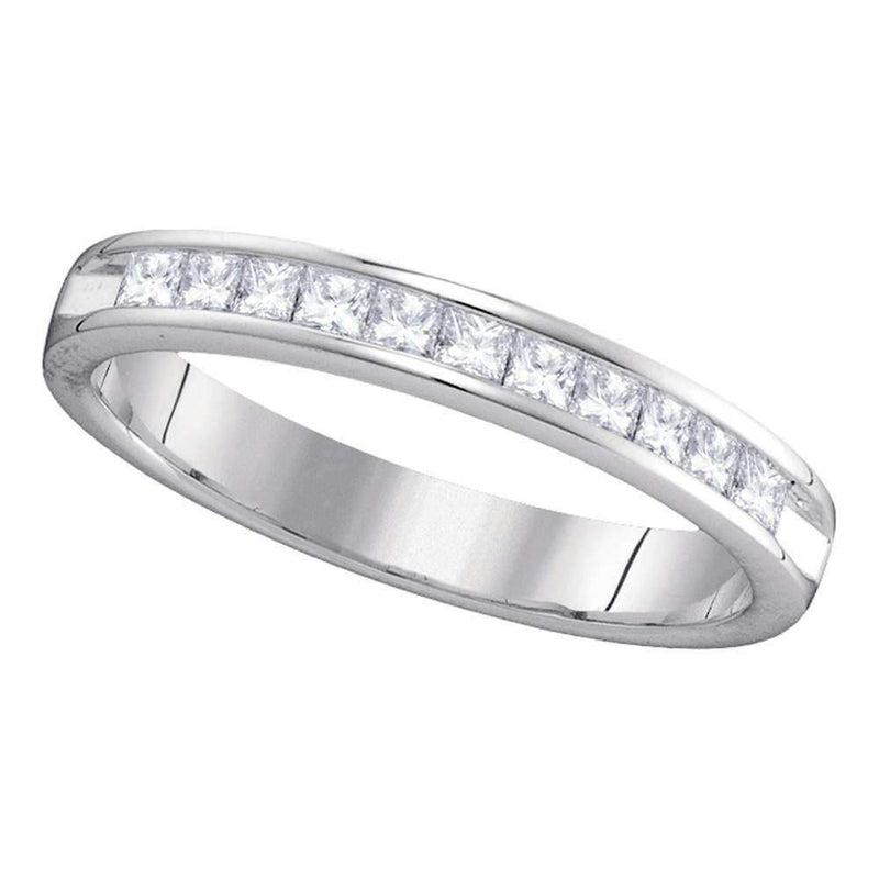 14kt White Gold Women's Princess Diamond Single Row Wedding Band 1/2 Cttw - FREE Shipping (US/CAN)-Gold & Diamond Wedding Jewelry-5-JadeMoghul Inc.