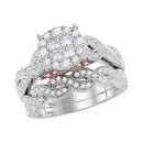 14kt White Gold Women's Princess Diamond Soleil Bridal Wedding Engagement Ring Band Set 1.00 Cttw - FREE Shipping (US/CAN)-Wedding Jewelry-JadeMoghul Inc.