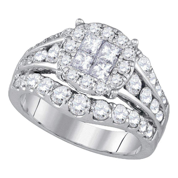 14kt White Gold Women's Princess Diamond Soleil Halo Bridal Wedding Engagement Ring 2-1/10 Cttw - FREE Shipping (US/CAN)-Gold & Diamond Engagement & Anniversary Rings-5-JadeMoghul Inc.