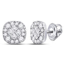 14kt White Gold Women's Princess Diamond Soleil Stud Earrings-Earrings-JadeMoghul Inc.