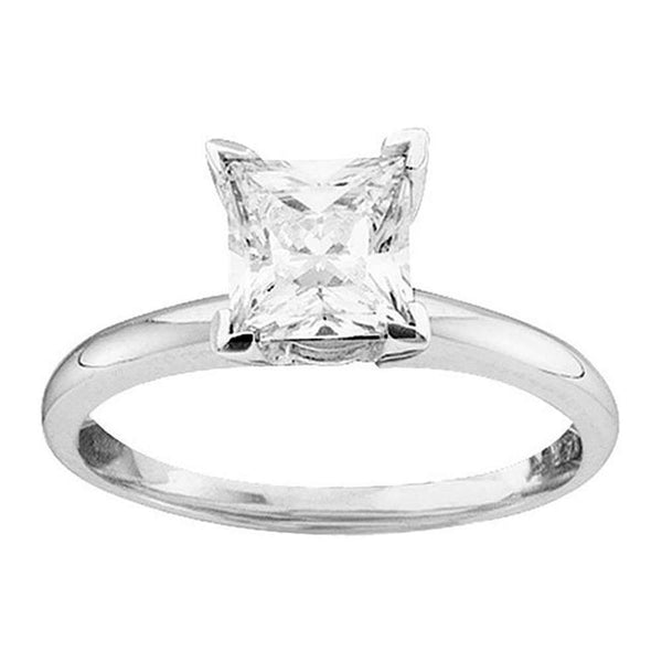 14kt White Gold Women's Princess Diamond Solitaire Bridal Wedding Engagement Ring 1.00 Cttw - FREE Shipping (US/CAN)-Gold & Diamond Engagement & Anniversary Rings-5-JadeMoghul Inc.