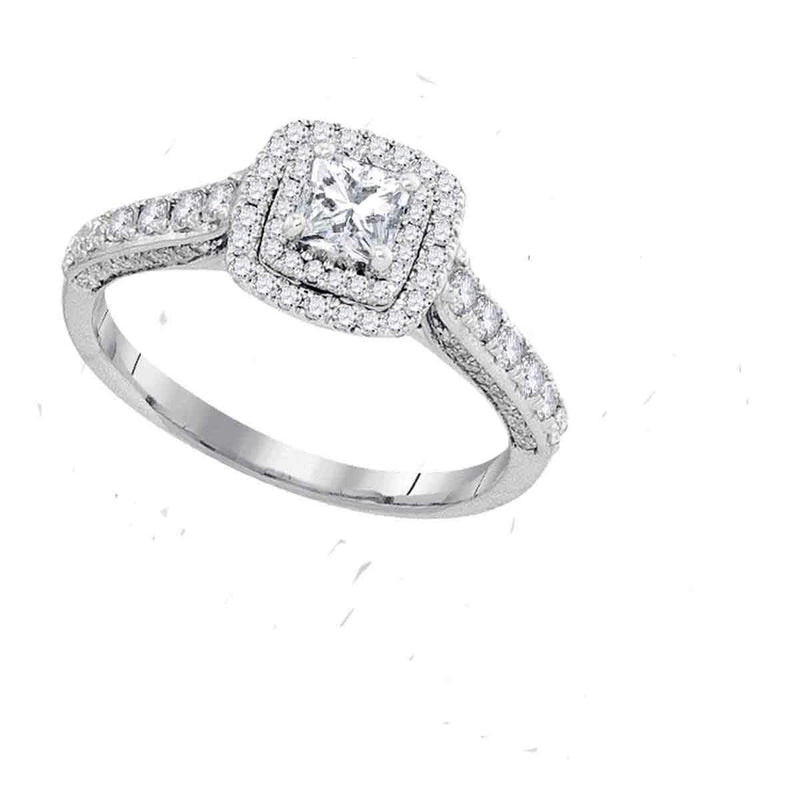 14kt White Gold Women's Princess Diamond Solitaire Bridal Wedding Engagement Ring 1.00 Cttw - FREE Shipping (US/CAN) Size 11 (Certified)-Gold & Diamond Engagement & Anniversary Rings-10-JadeMoghul Inc.