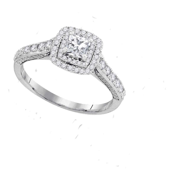 14kt White Gold Women's Princess Diamond Solitaire Bridal Wedding Engagement Ring 1.00 Cttw - FREE Shipping (US/CAN) Size 6 (Certified)-Gold & Diamond Engagement & Anniversary Rings-5-JadeMoghul Inc.