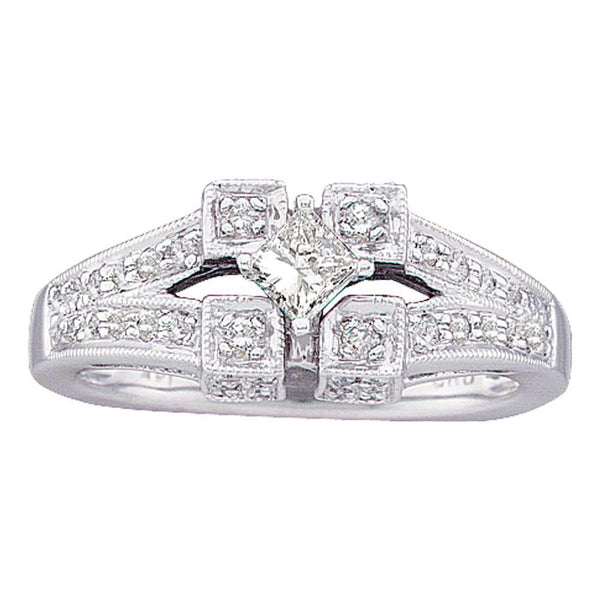 14kt White Gold Womens Princess Diamond Solitaire Bridal Wedding Engagement Ring 1/2 Cttw-Gold & Diamond Engagement & Anniversary Rings-6.5-JadeMoghul Inc.