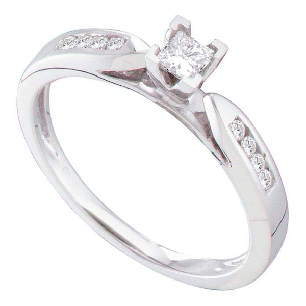 14kt White Gold Women's Princess Diamond Solitaire Bridal Wedding Engagement Ring 1/4 Cttw - FREE Shipping (USA/CAN)-Gold & Diamond Engagement & Anniversary Rings-5-JadeMoghul Inc.