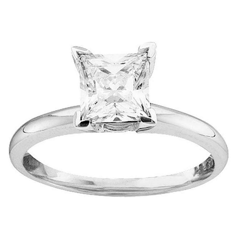 14kt White Gold Women's Princess Diamond Solitaire Bridal Wedding Engagement Ring 3/4 Cttw - FREE Shipping (US/CAN)-Gold & Diamond Engagement & Anniversary Rings-5-JadeMoghul Inc.