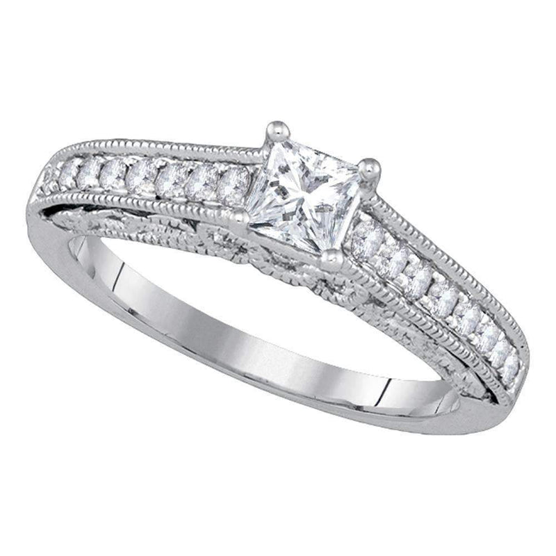 14kt White Gold Women's Princess Diamond Solitaire Bridal Wedding Engagement Ring 5/8 Cttw - FREE Shipping (US/CAN)-Gold & Diamond Engagement & Anniversary Rings-5-JadeMoghul Inc.