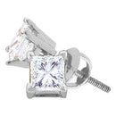 14kt White Gold Womens Princess Diamond Solitaire Stud Earrings 5-8 Cttw-Gold & Diamond Earrings-JadeMoghul Inc.